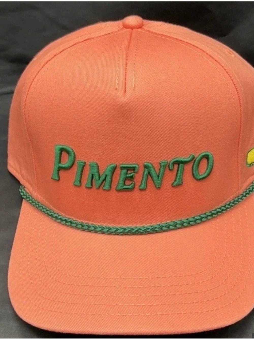 The Masters Orange Golf hat with Green Embroidery Pimento